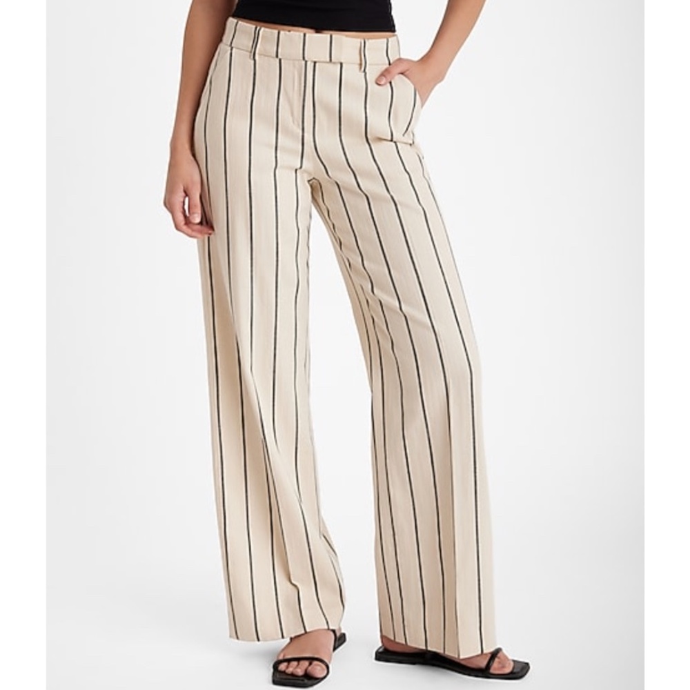 Express Editor Mid Rise Striped Trouser Pant